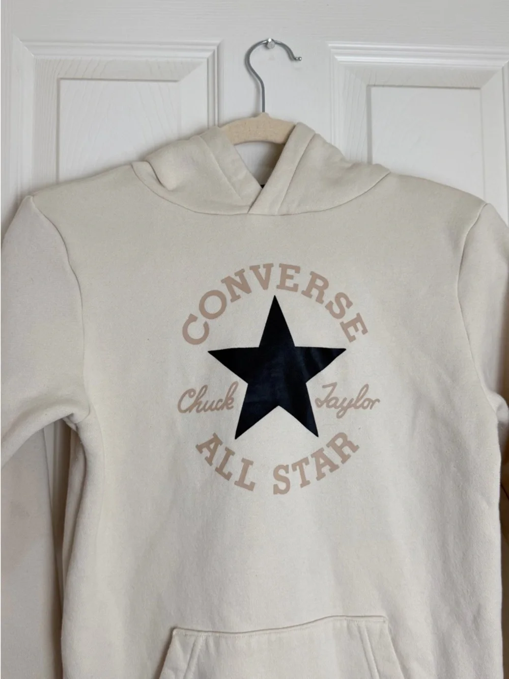 Converse Cream pullover Hoodie with Black Star Logo
